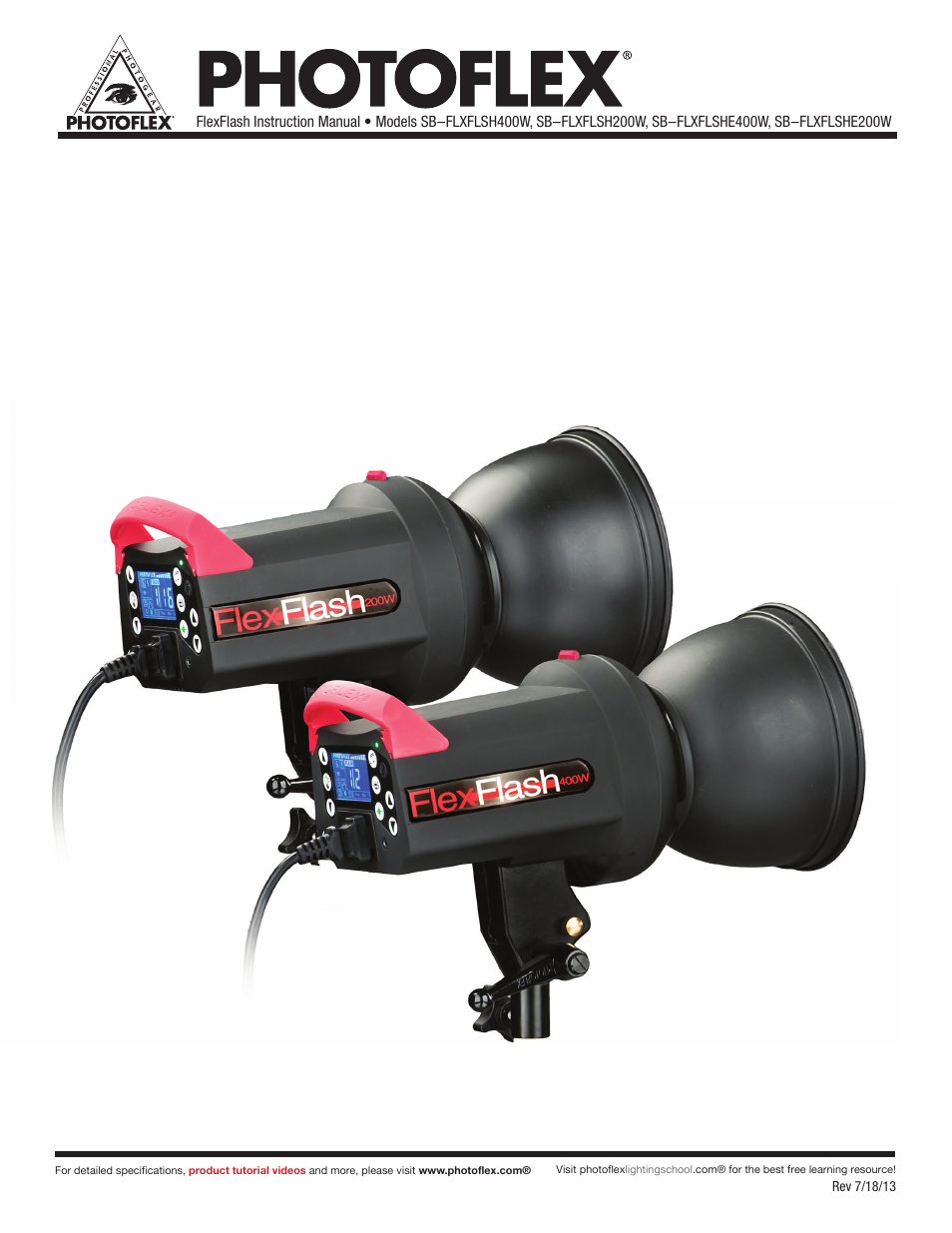 Photoflex SB-FLXFLSH400W FlexFlash 400W Strobe User Manual | 8 pages