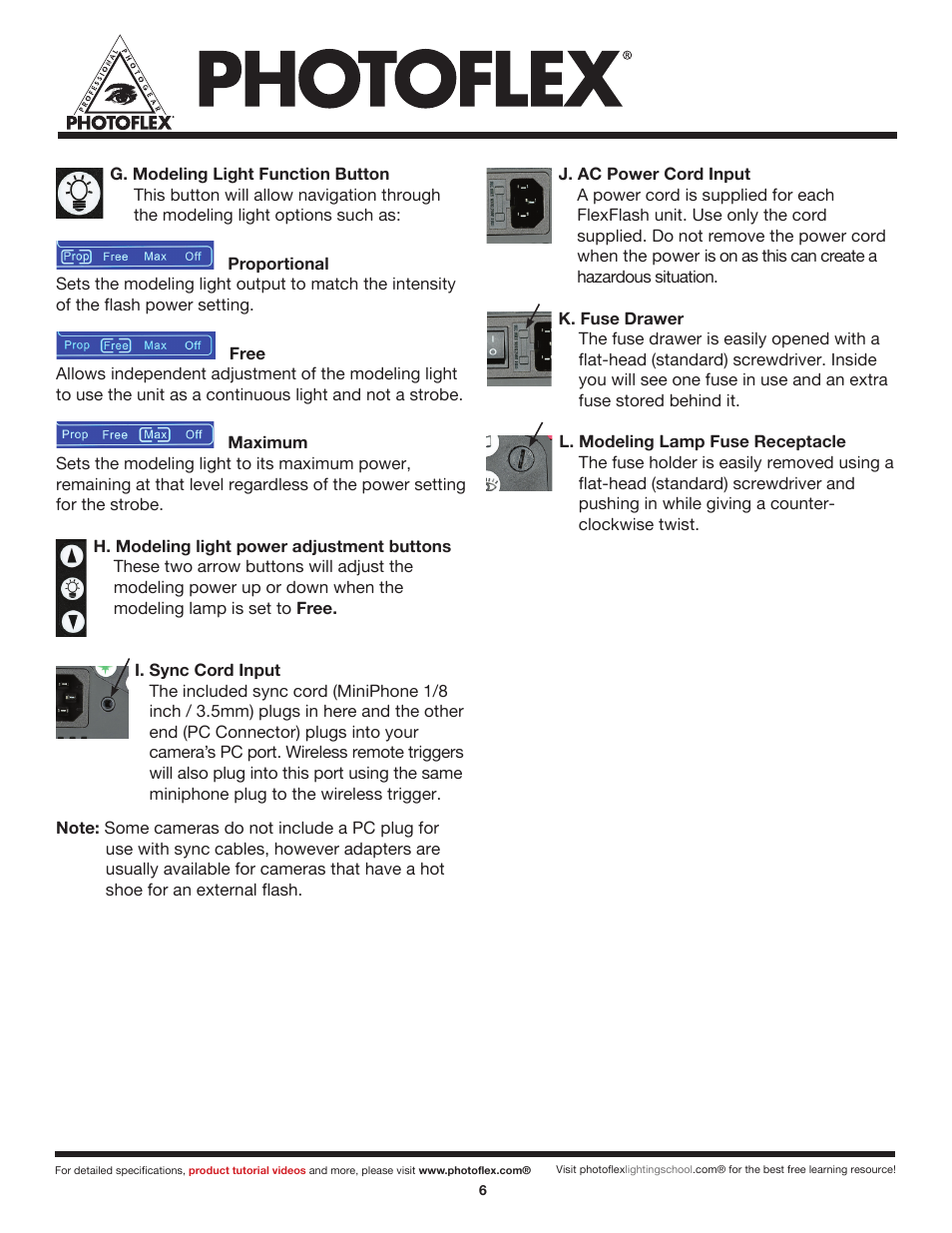 Photoflex SB-FLXFLSH400W FlexFlash 400W Strobe User Manual | Page 7 / 8