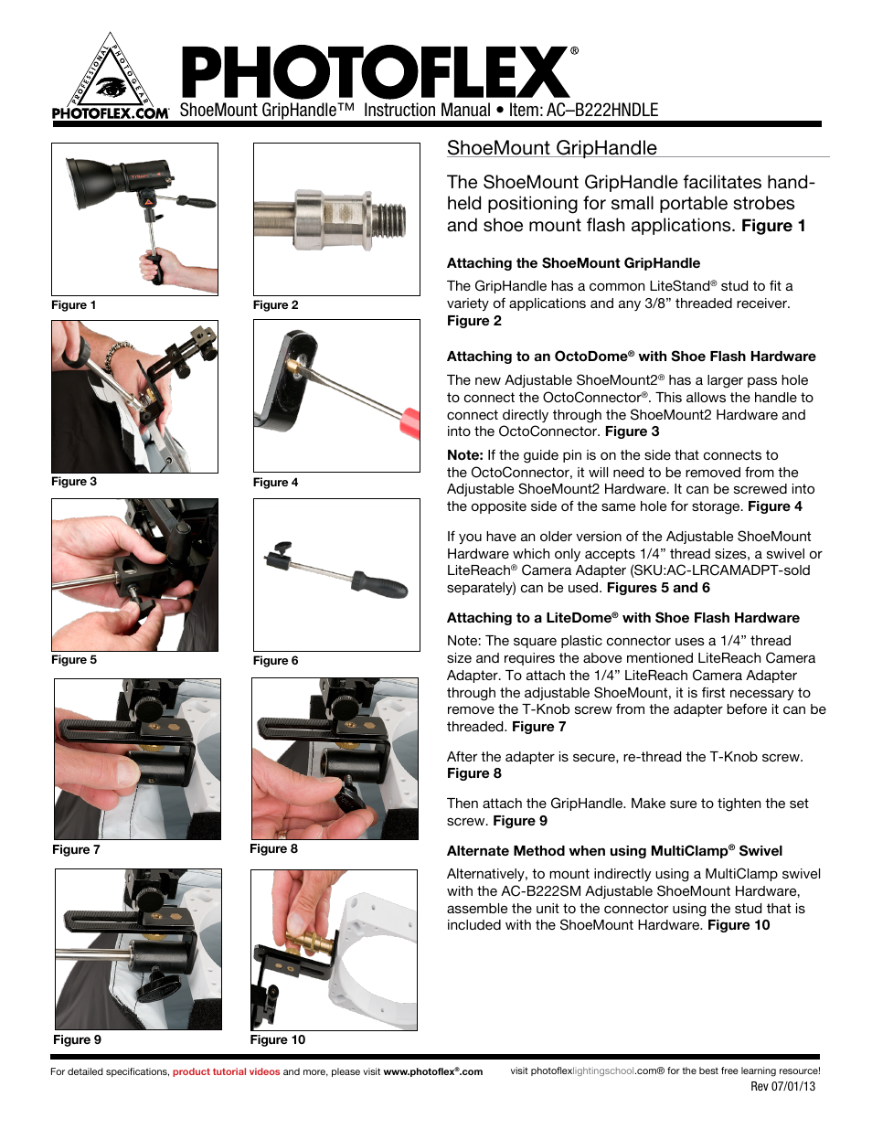 Photoflex AC-B222HNDLE GripHandle User Manual | 2 pages