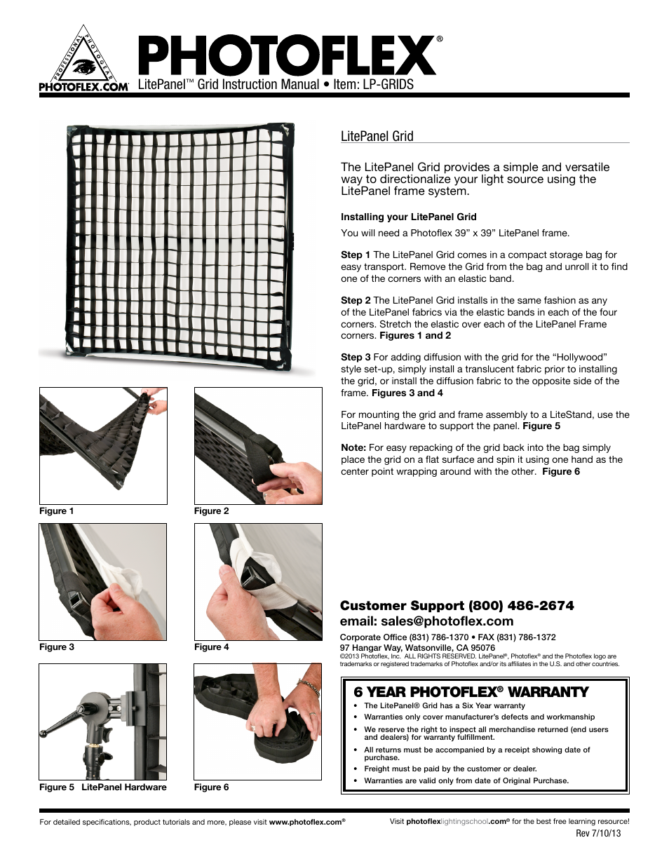 Photoflex LP-GRIDS LitePanel Grids User Manual | 1 page