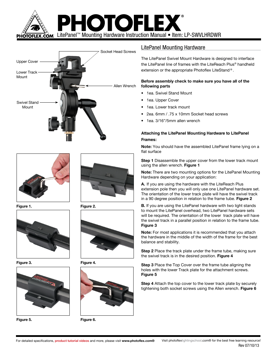 Photoflex LP-SWVLHRDWR LitePanel Hardware User Manual | 2 pages