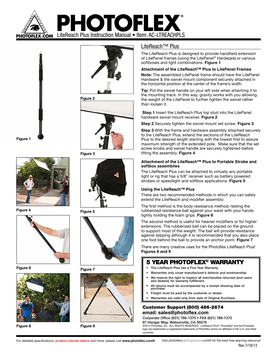 Photoflex LP-3939LRKIT LiteReach Plus with LitePanel Kit User Manual | 1 page