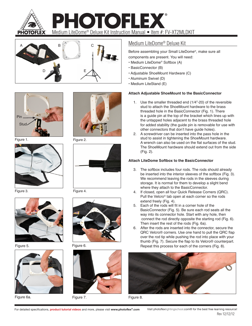 Photoflex FV-XT2MLDKIT Medium LiteDome Deluxe Kit User Manual | 3 pages