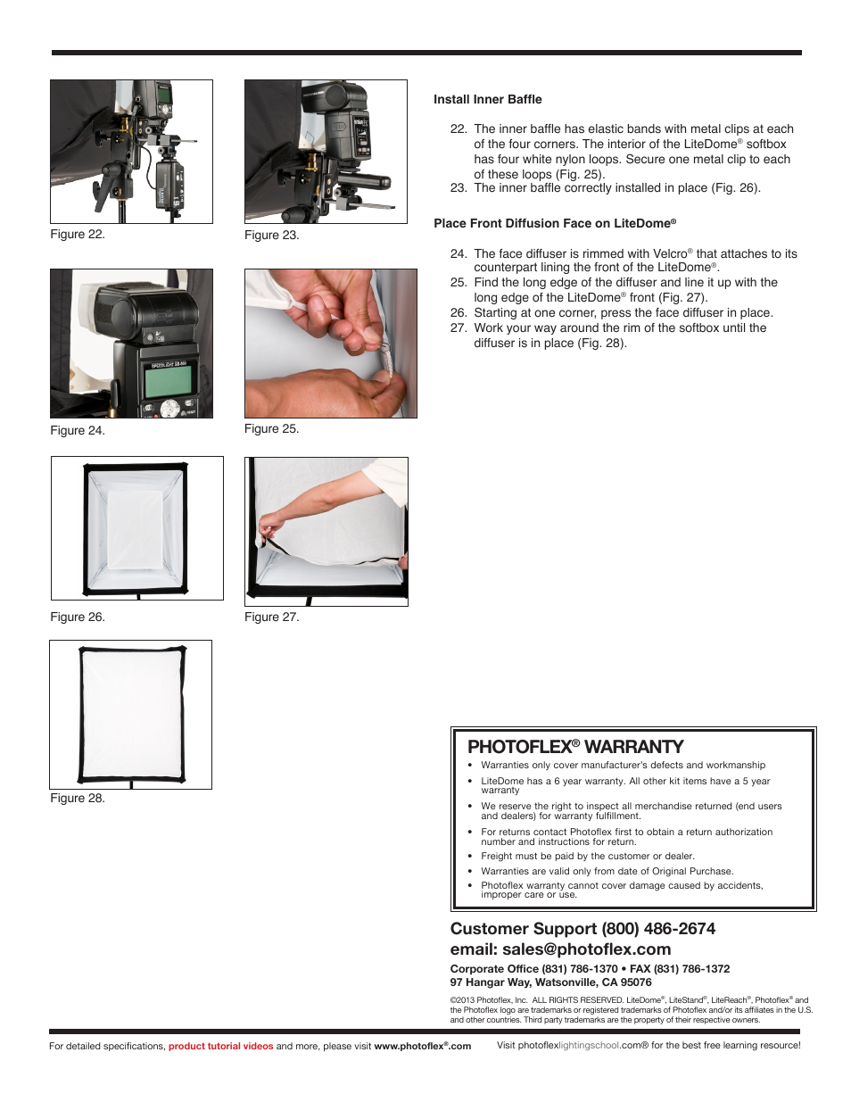 Photoflex, Warranty | Photoflex FV-XT2MLDKIT Medium LiteDome Deluxe Kit User Manual | Page 3 / 3