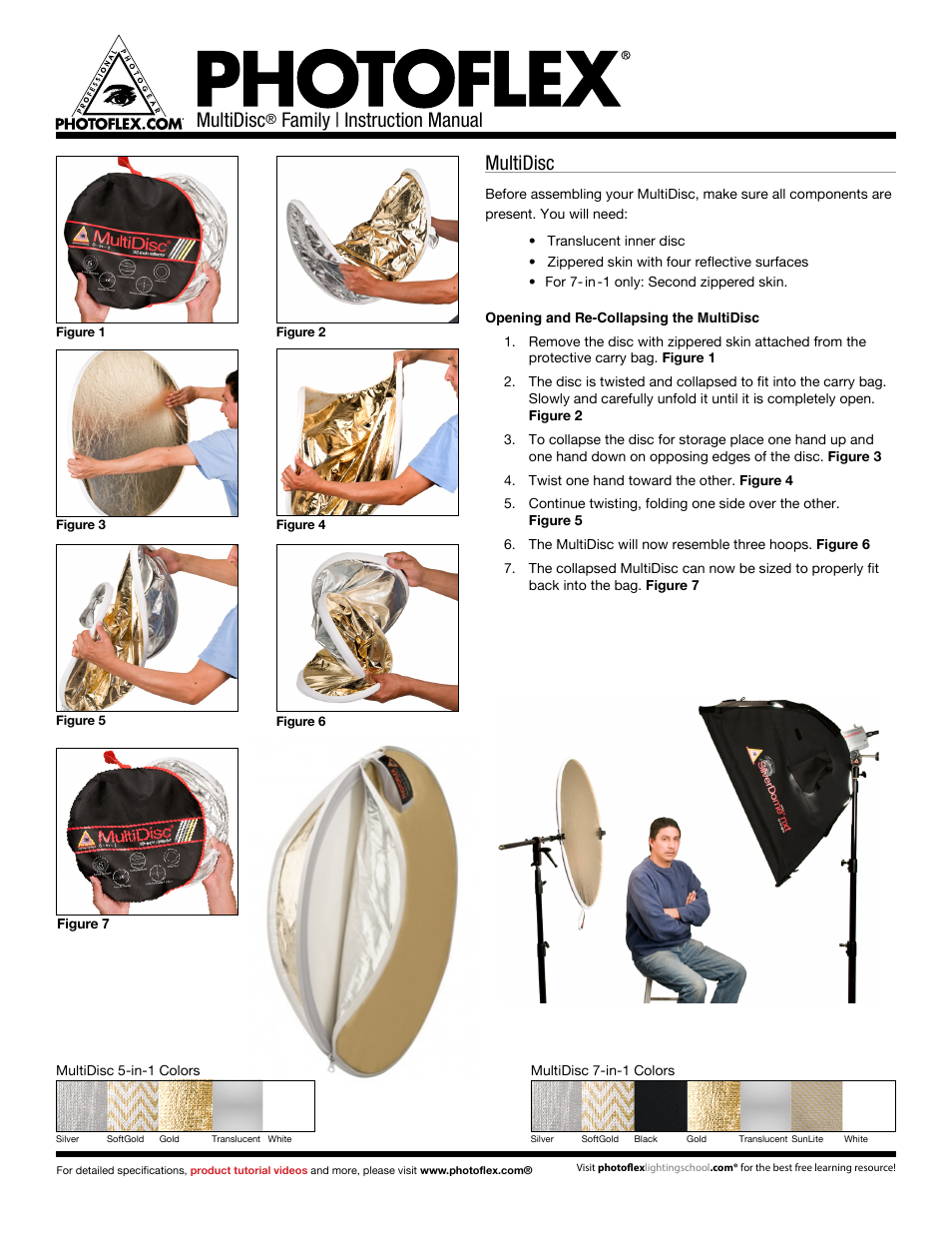 Photoflex DL-42MULTI7N1 MultiDisc 42 7-in-1 User Manual | 2 pages