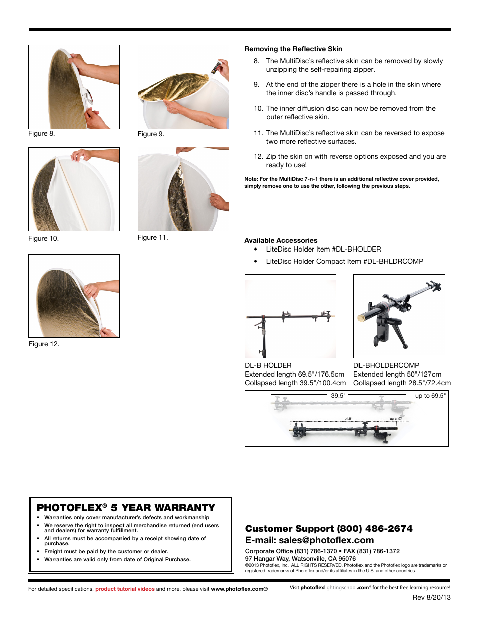Photoflex, 5 year warranty | Photoflex DL-42MULTI7N1 MultiDisc 42 7-in-1 User Manual | Page 2 / 2