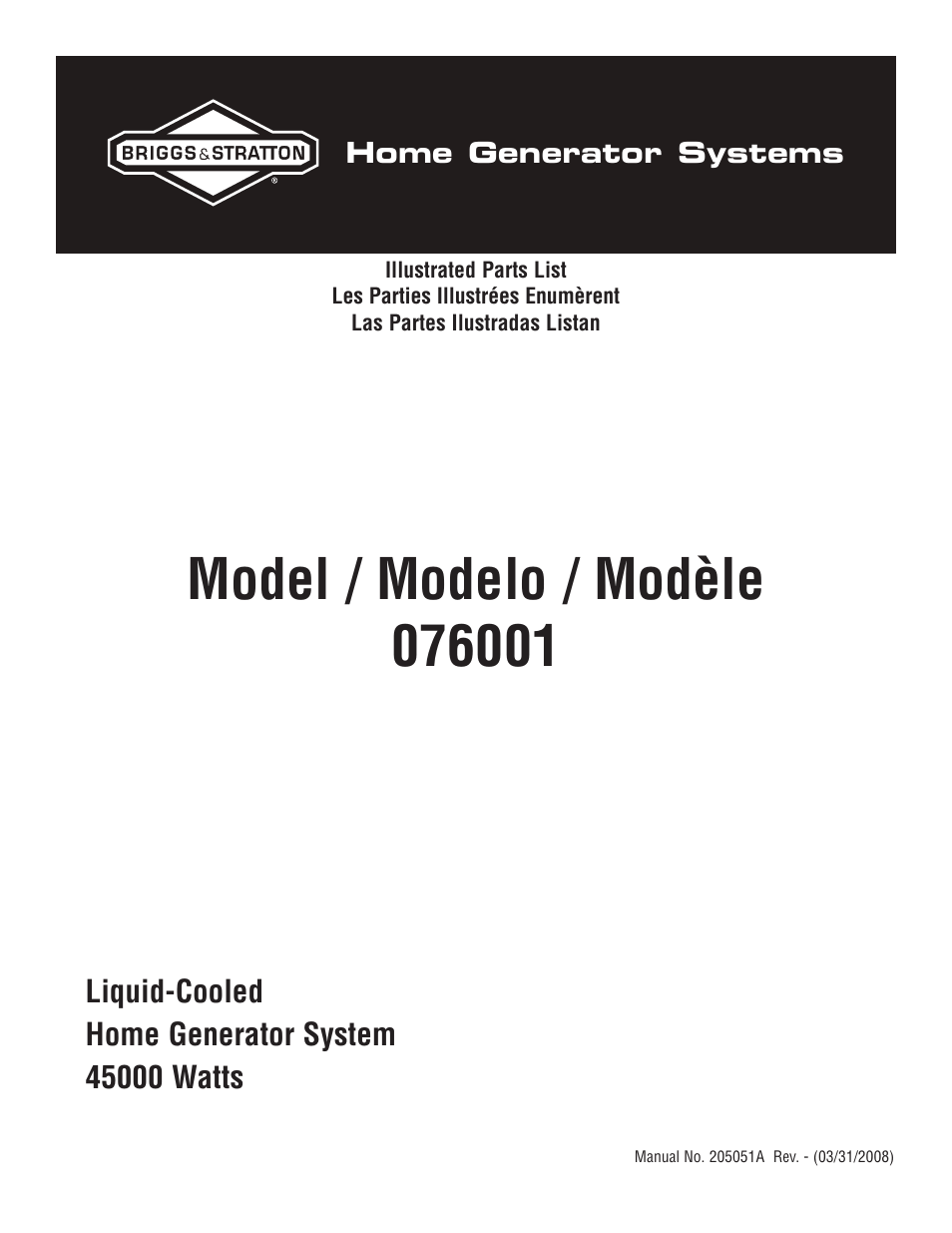 Briggs & Stratton 76001 User Manual | 5 pages