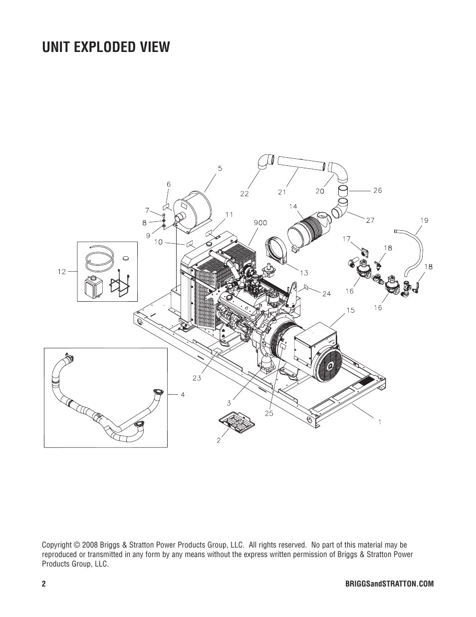 Unit exploded view | Briggs & Stratton 76001 User Manual | Page 2 / 5