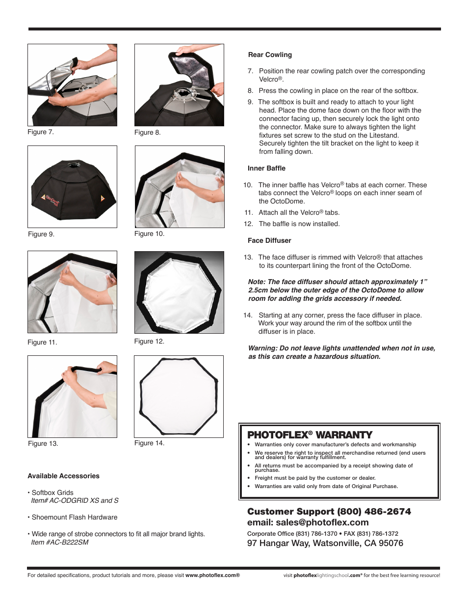 Photoflex, Warranty | Photoflex FV-SLSODKTB StarLite OctoDome nxt: 3 foot kit User Manual | Page 2 / 2
