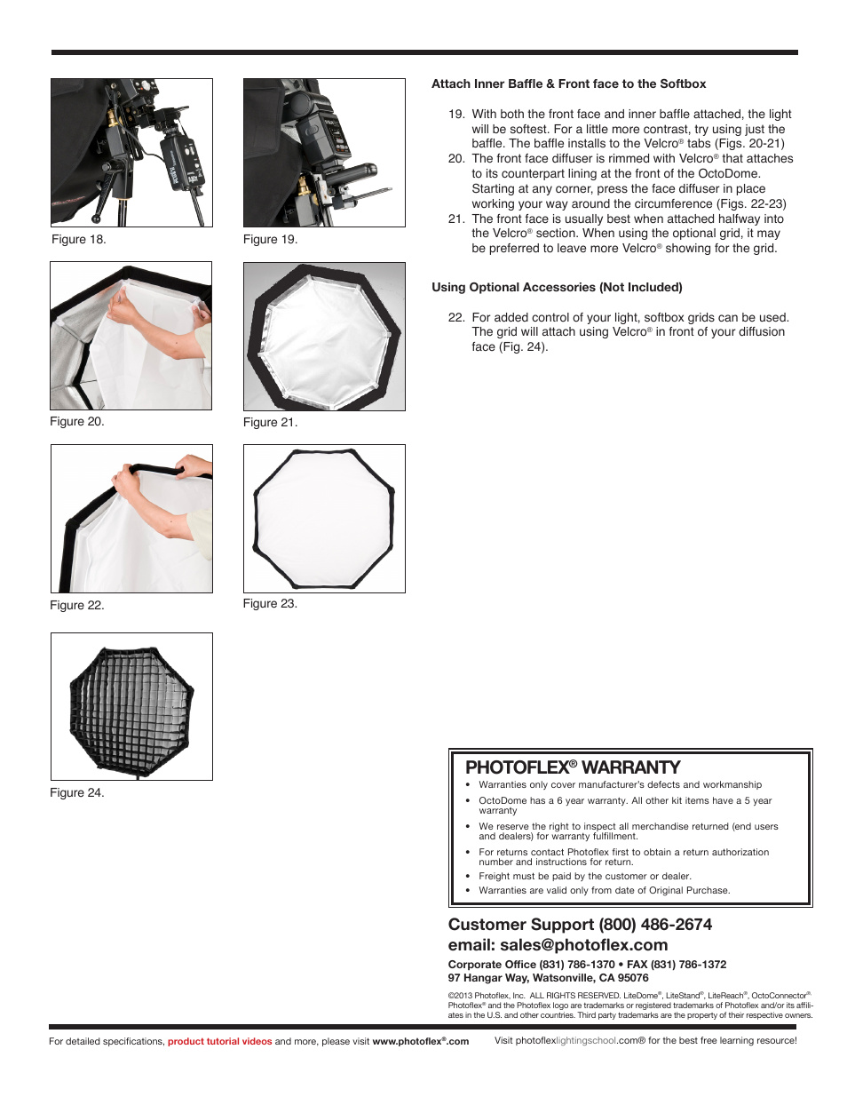 Photoflex, Warranty | Photoflex FV-SODXS222KT OctoDome nxt: Extra Small Kit User Manual | Page 3 / 3