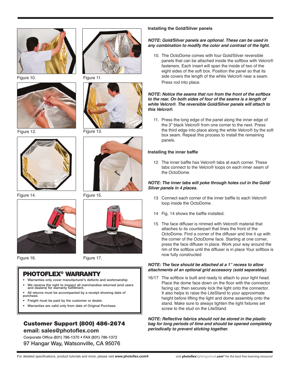 Photoflex, Warranty | Photoflex FV-MOD5 OctoDome: Medium User Manual | Page 2 / 2
