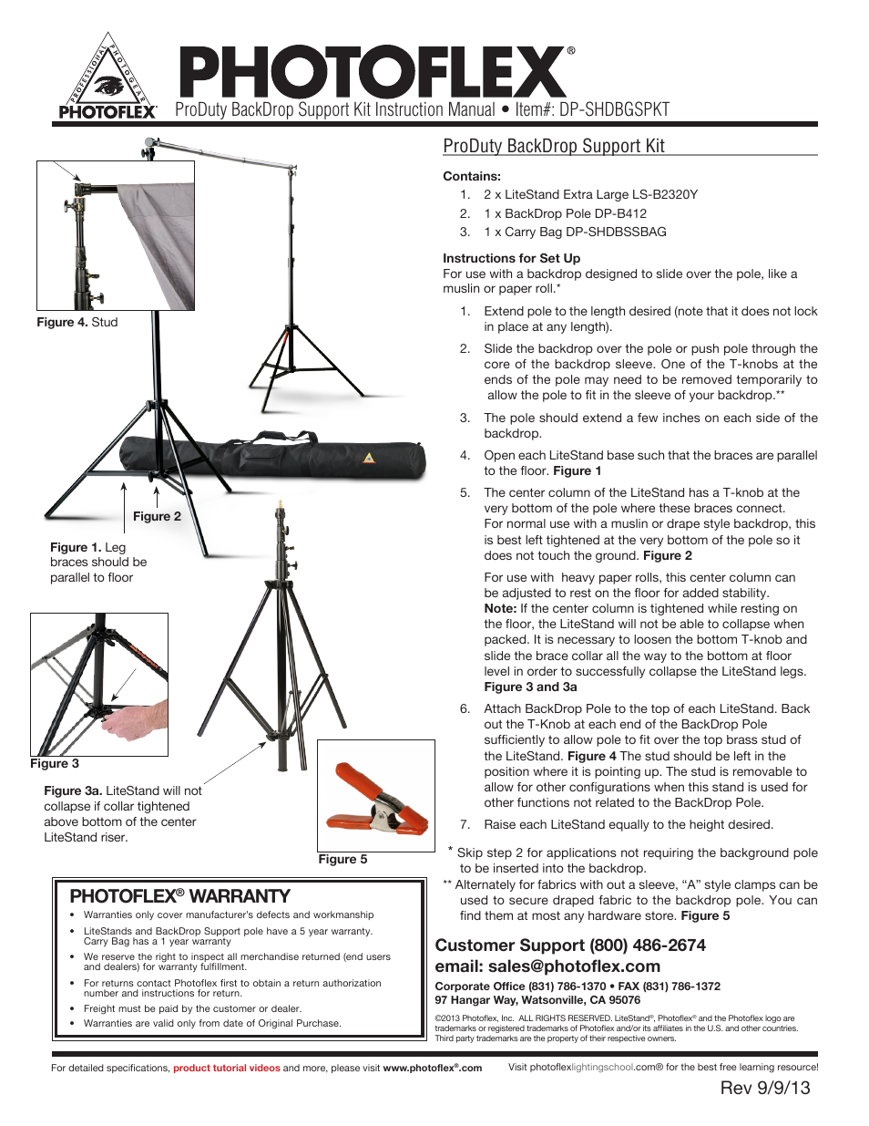 Photoflex DP-SHDBGSPKT ProDuty BackDrop Support Kit User Manual | 1 page