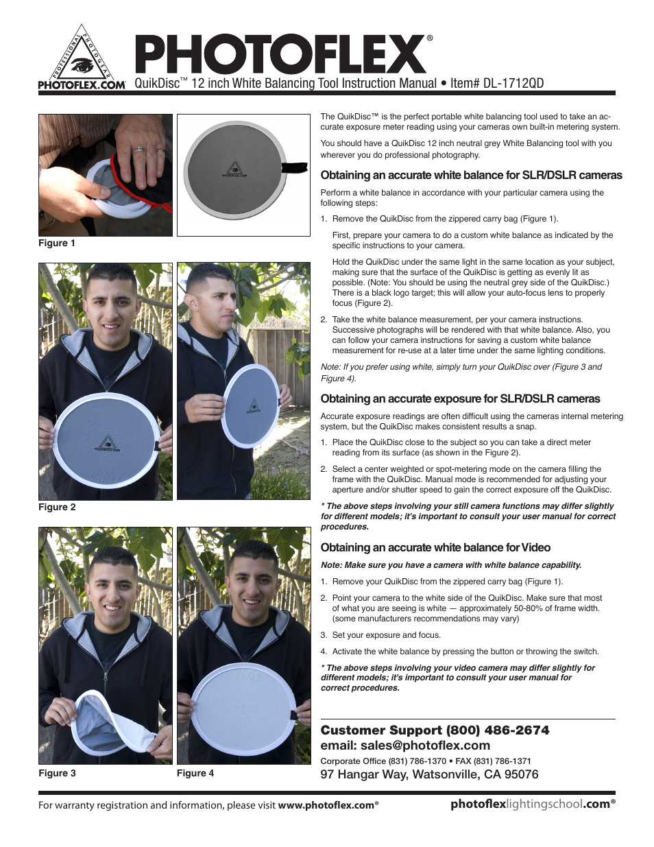 Photoflex DL-1712QD QuikDisc: 12 inch white balancing tool User Manual | 1 page