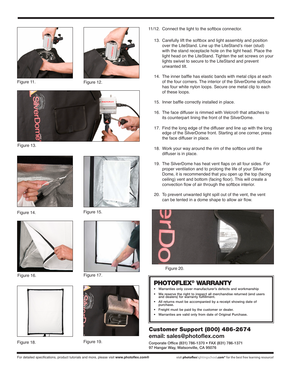 Photoflex, Warranty | Photoflex FV-SD0XS SilverDome nxt: extra small User Manual | Page 2 / 2