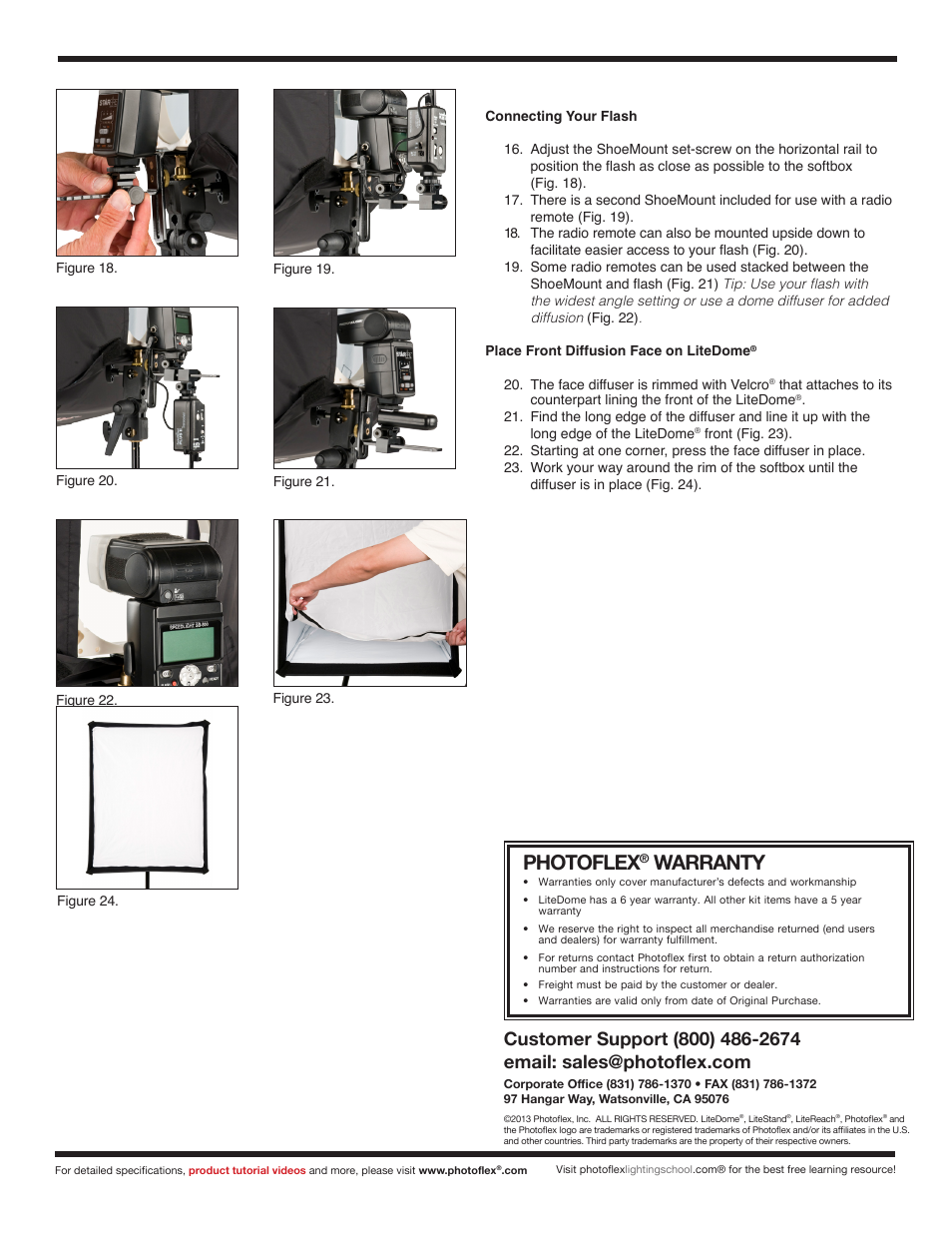 Photoflex, Warranty | Photoflex FV-XT1SLDKIT Small LiteDome Deluxe Kit User Manual | Page 3 / 3