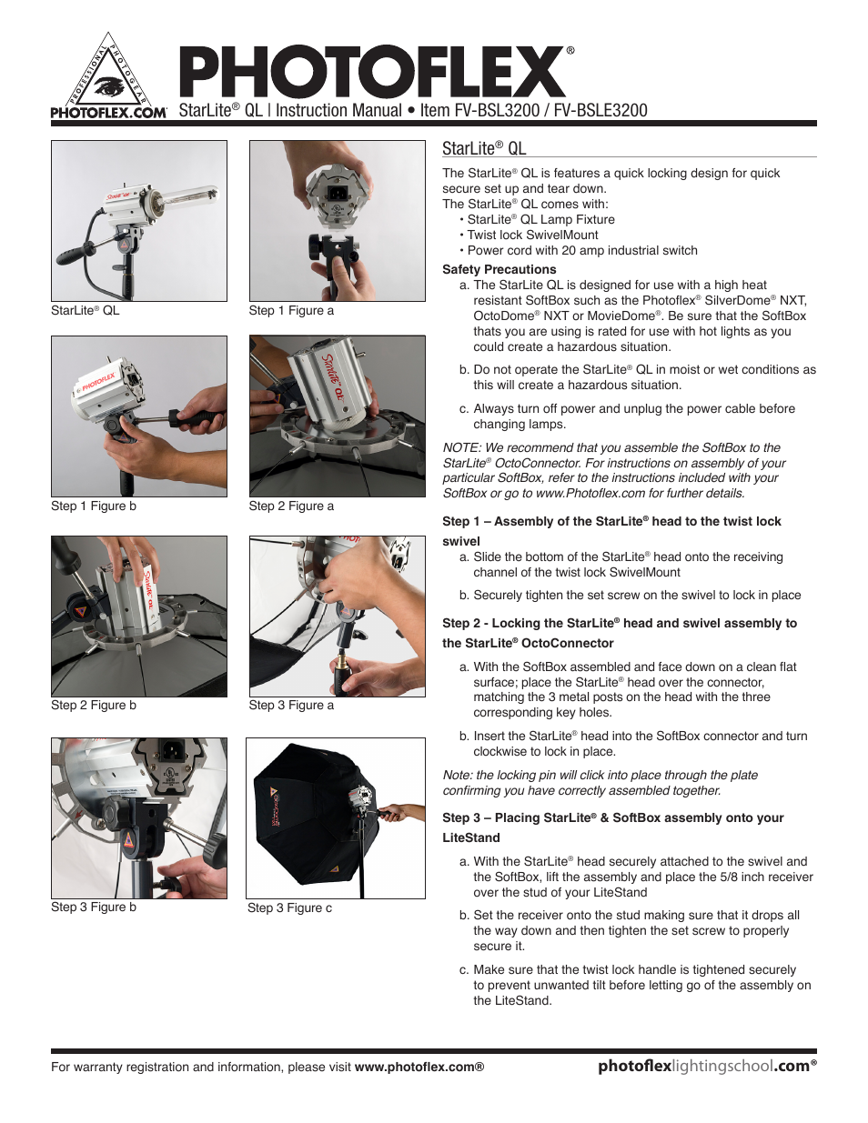Photoflex FV-BSL3200 StarLite QL User Manual | 2 pages