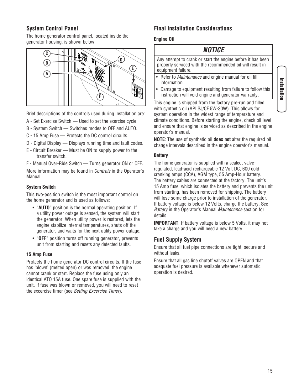 Notice | Briggs & Stratton 202826GS User Manual | Page 15 / 56