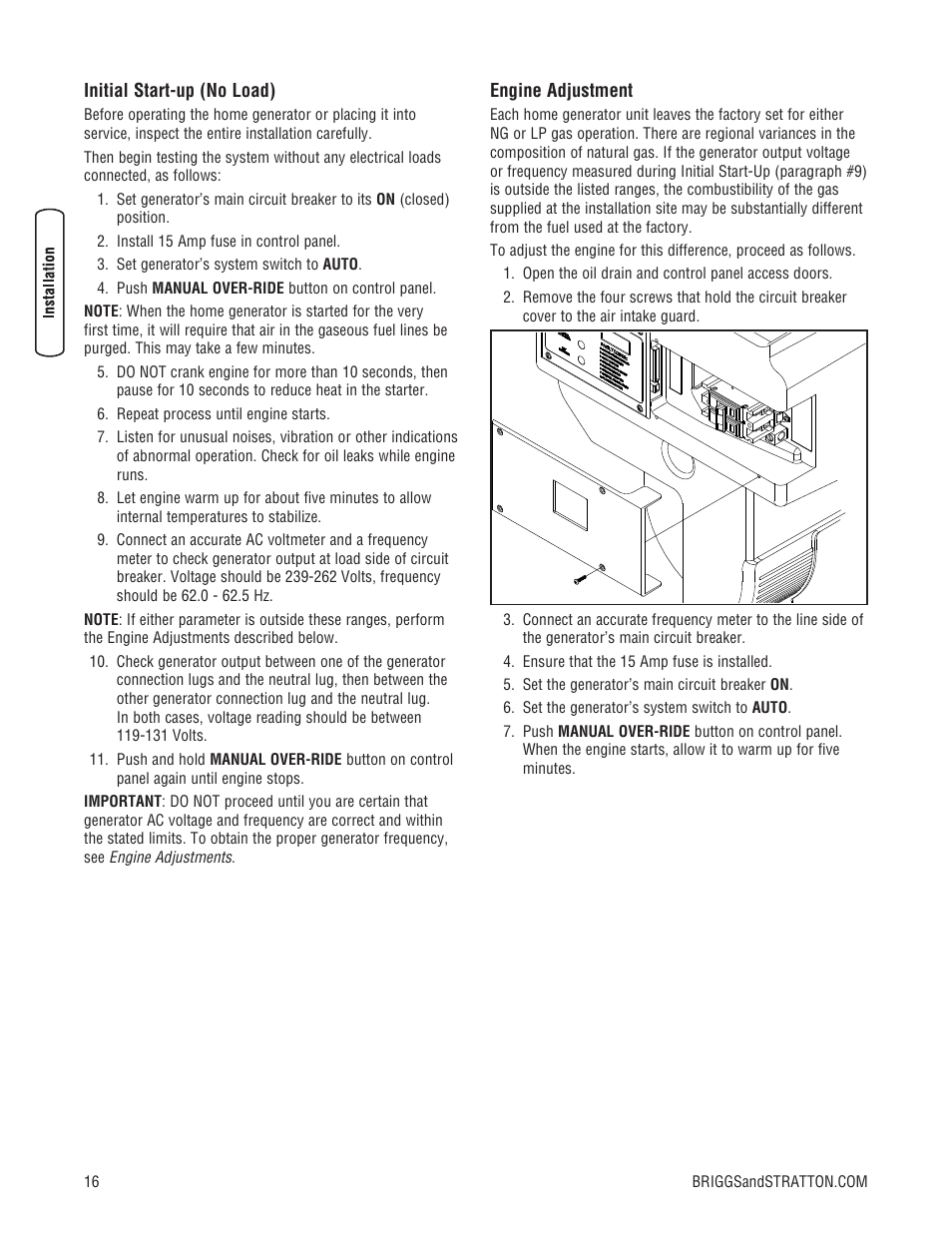 Briggs & Stratton 202826GS User Manual | Page 16 / 56