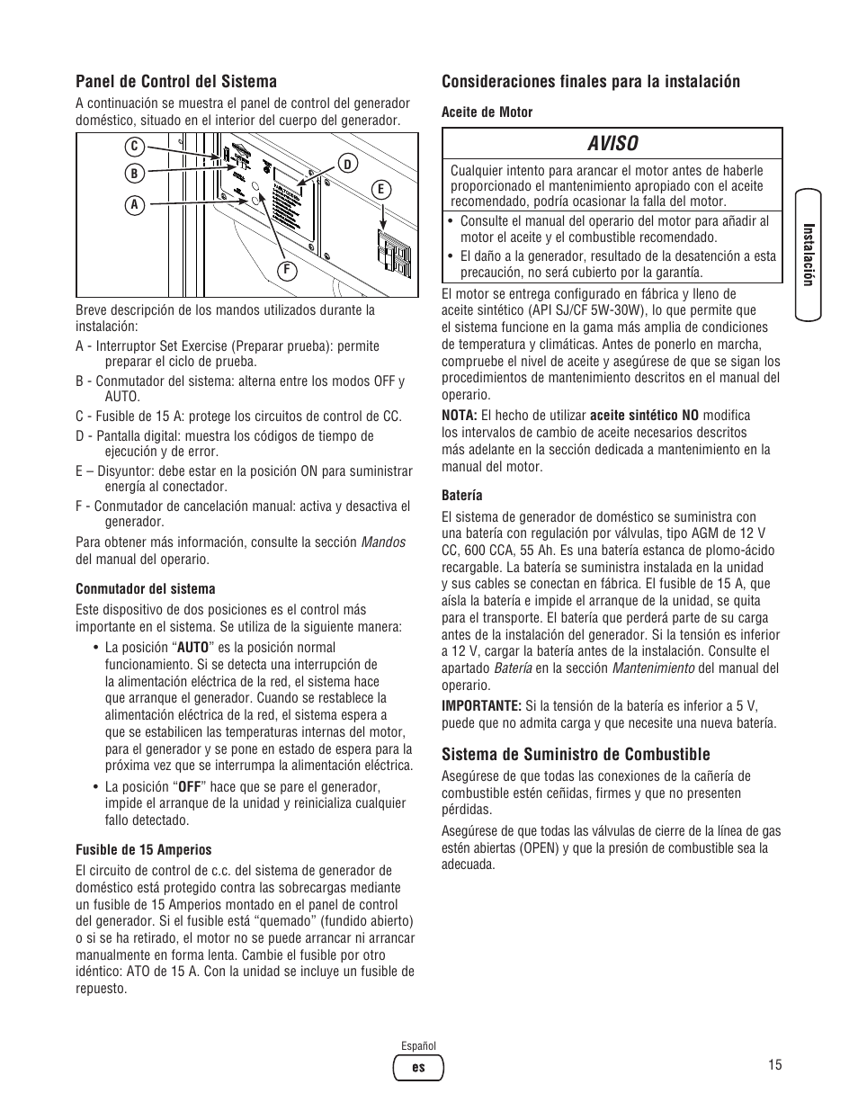 Aviso | Briggs & Stratton 202826GS User Manual | Page 35 / 56