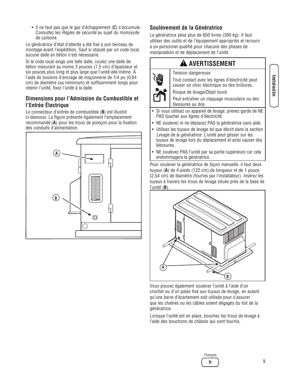 Avertissement | Briggs & Stratton 202826GS User Manual | Page 47 / 56