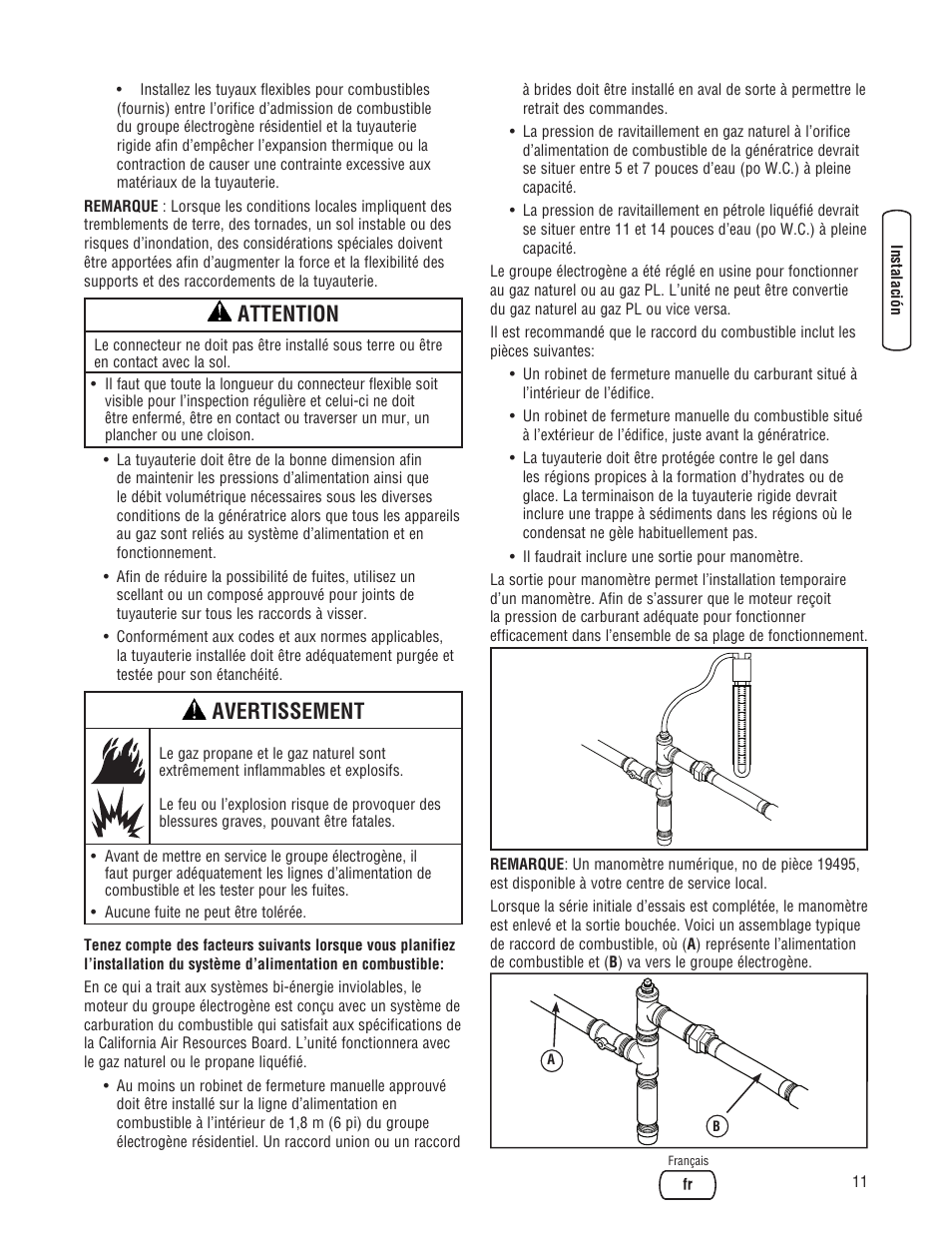 Attention, Avertissement | Briggs & Stratton 202826GS User Manual | Page 49 / 56