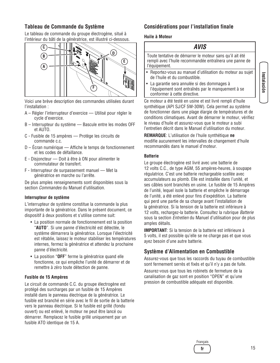 Avis | Briggs & Stratton 202826GS User Manual | Page 53 / 56