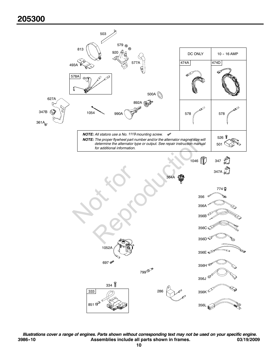 Not for reproduction | Briggs & Stratton 205300 User Manual | Page 10 / 20