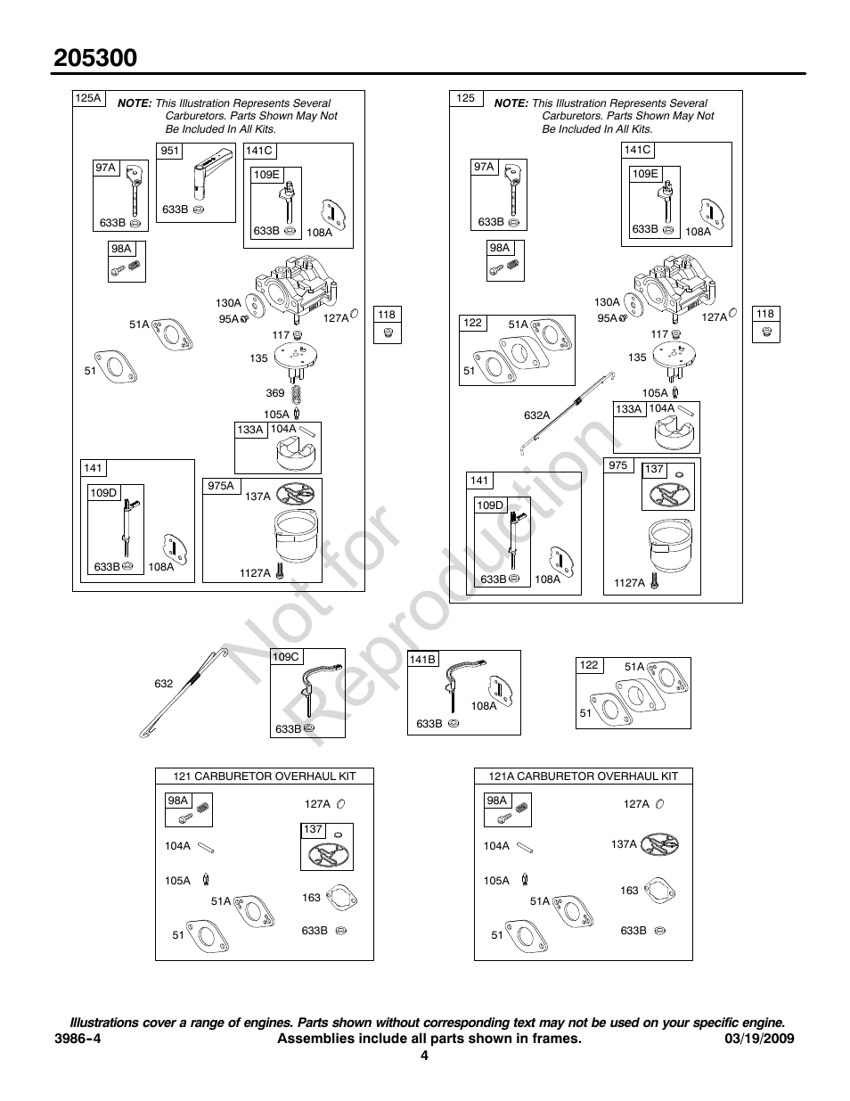 Not for reproduction | Briggs & Stratton 205300 User Manual | Page 4 / 20