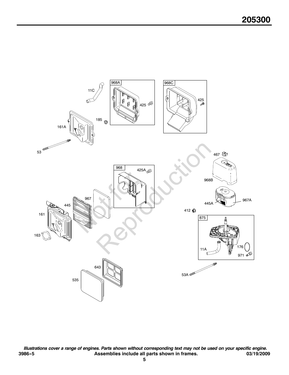 Not for reproduction | Briggs & Stratton 205300 User Manual | Page 5 / 20