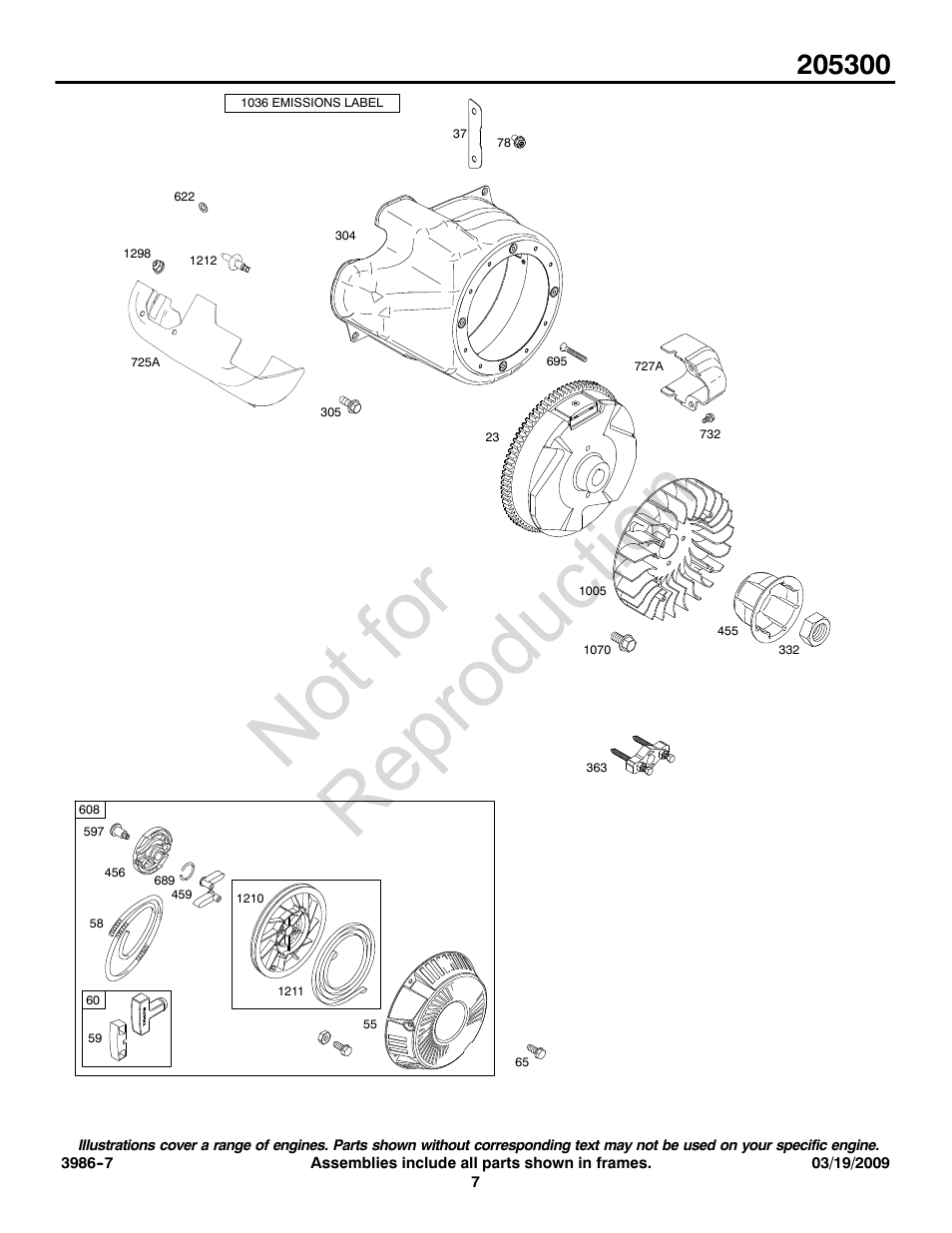 Not for reproduction | Briggs & Stratton 205300 User Manual | Page 7 / 20