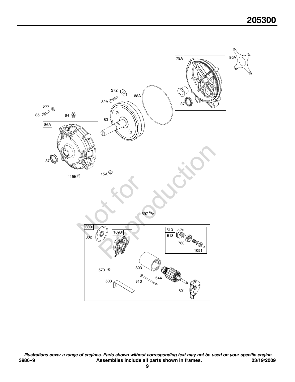 Not for reproduction | Briggs & Stratton 205300 User Manual | Page 9 / 20