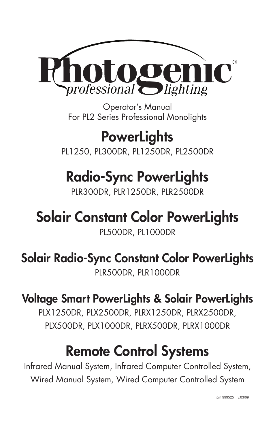Photogenic Professional Lighting Powerlight Manual (various) User Manual | 28 pages