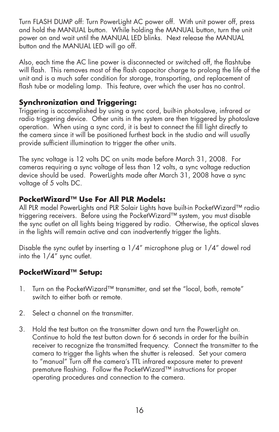 Photogenic Professional Lighting Powerlight Manual (various) User Manual | Page 16 / 28