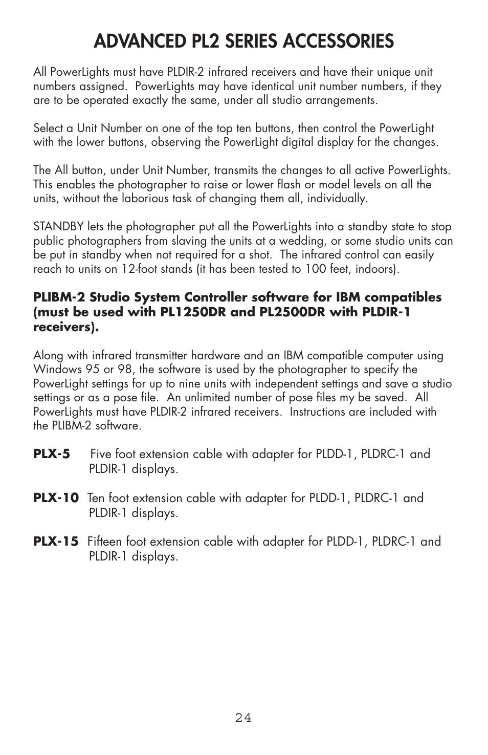 Advanced pl2 series accessories | Photogenic Professional Lighting Powerlight Manual (various) User Manual | Page 24 / 28