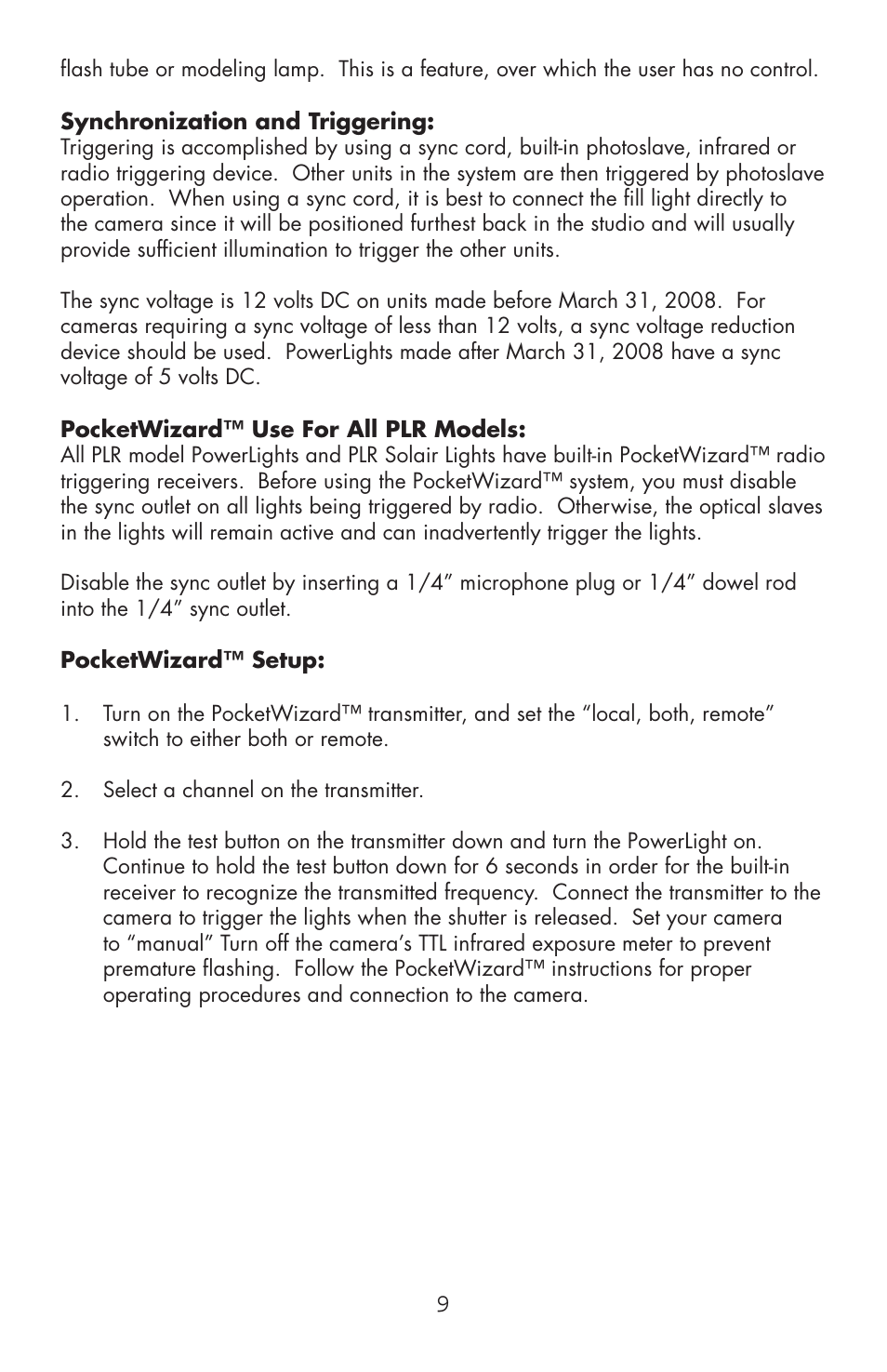 Photogenic Professional Lighting Powerlight Manual (various) User Manual | Page 9 / 28