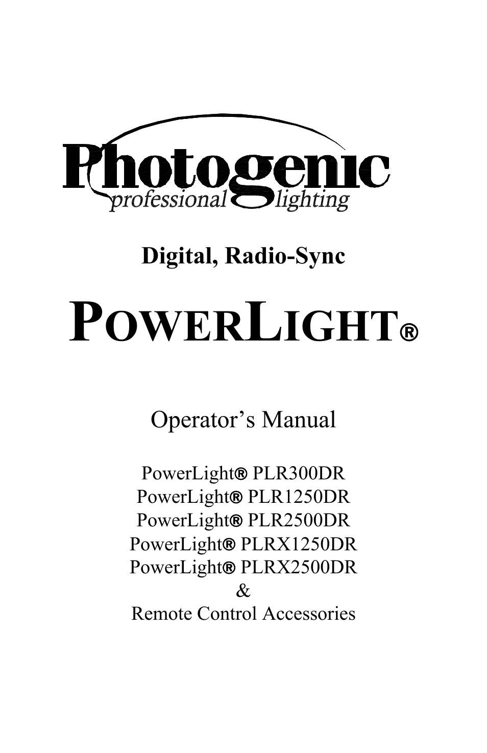 Photogenic Professional Lighting Radio Sync PowerLight User Manual | 19 pages
