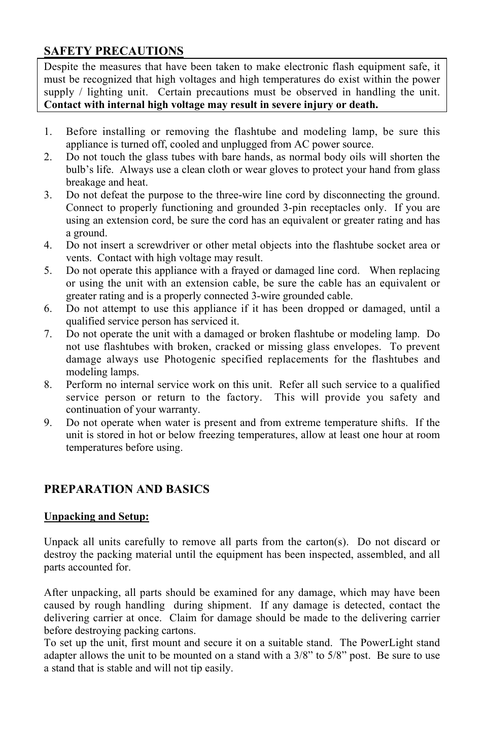 Photogenic Professional Lighting Radio Sync PowerLight User Manual | Page 3 / 19