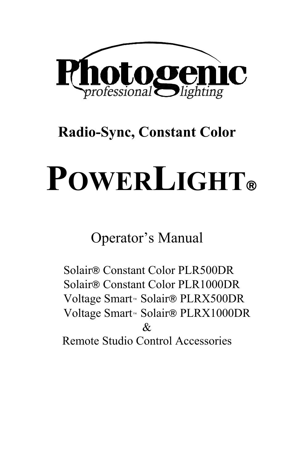 Photogenic Professional Lighting Radio Sync Solair User Manual | 24 pages