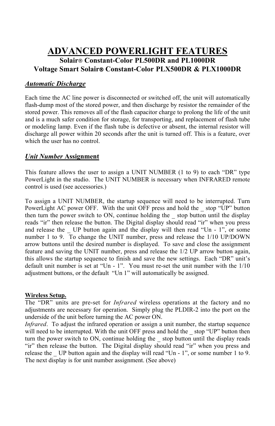 Advanced powerlight features | Photogenic Professional Lighting Solair User Manual | Page 18 / 24