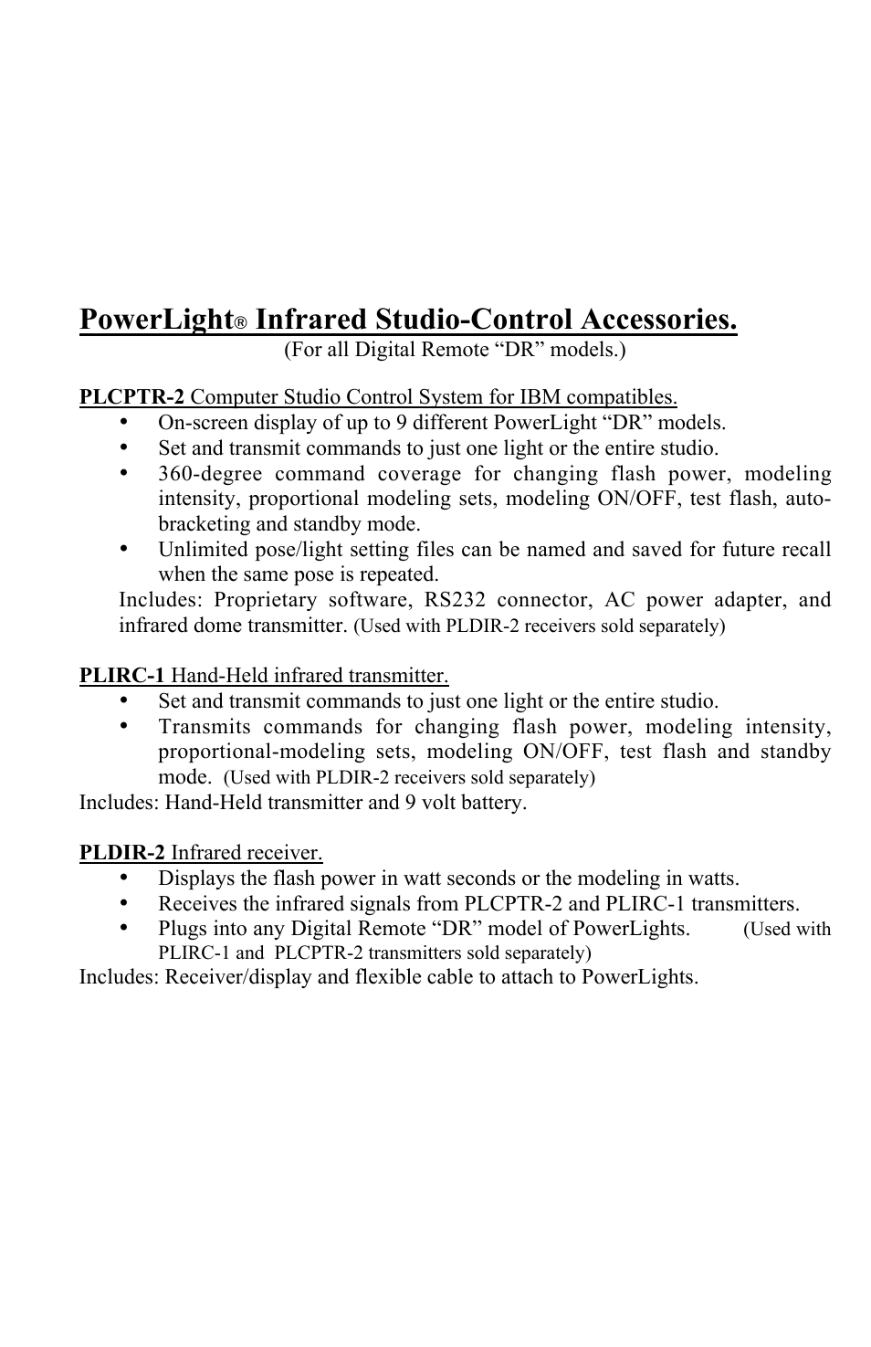 Powerlight, Infrared studio-control accessories | Photogenic Professional Lighting Solair User Manual | Page 23 / 24