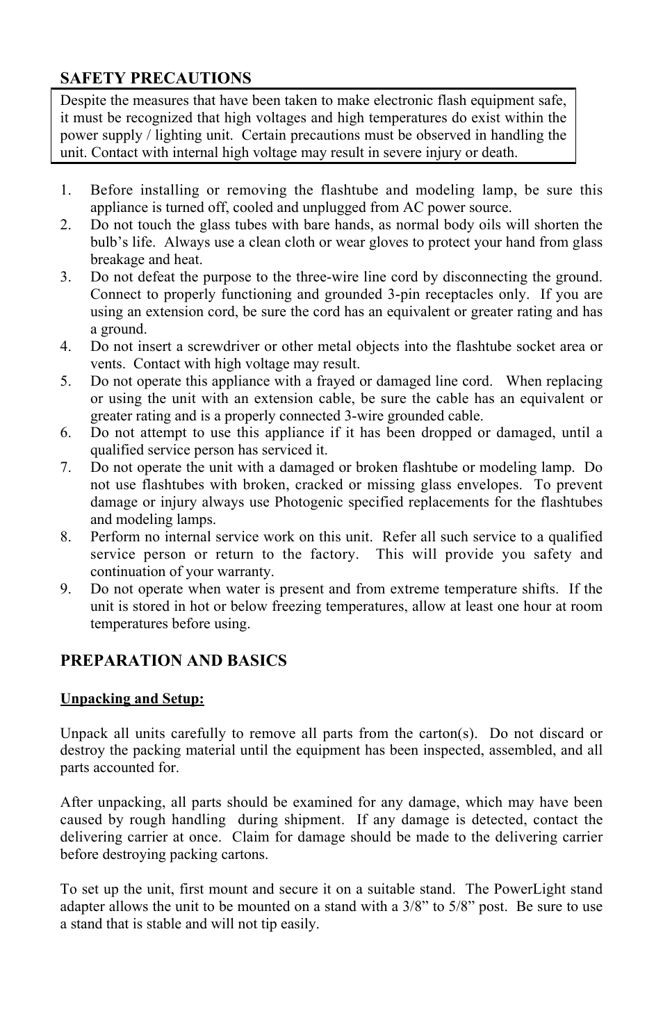 Photogenic Professional Lighting Solair User Manual | Page 3 / 24