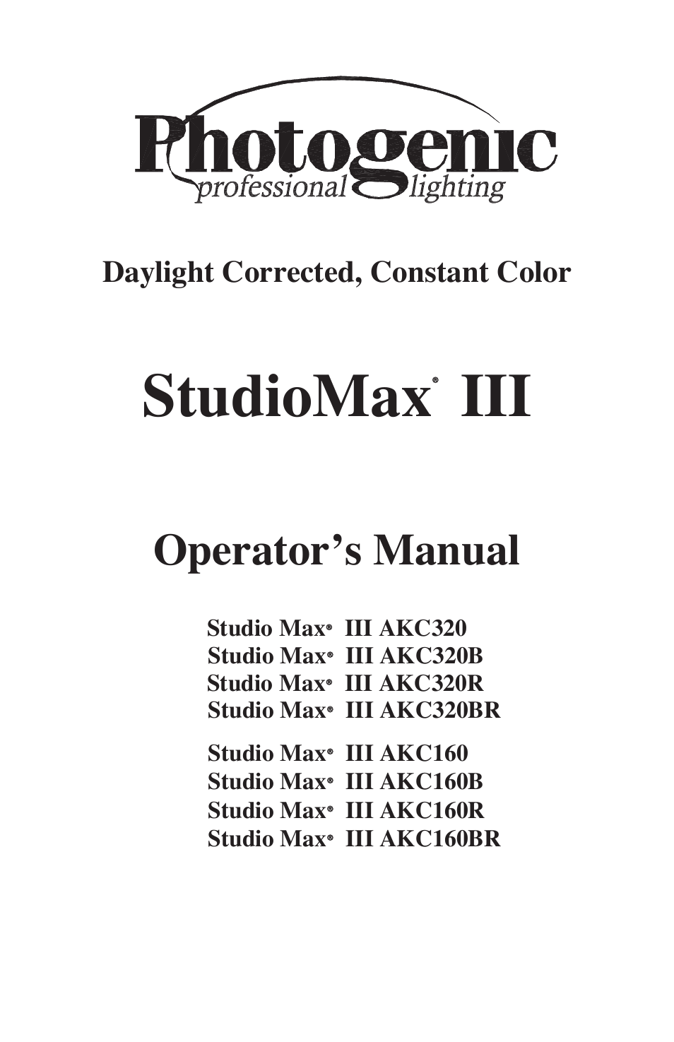 Photogenic Professional Lighting StudioMaxIII rev 5 User Manual | 16 pages