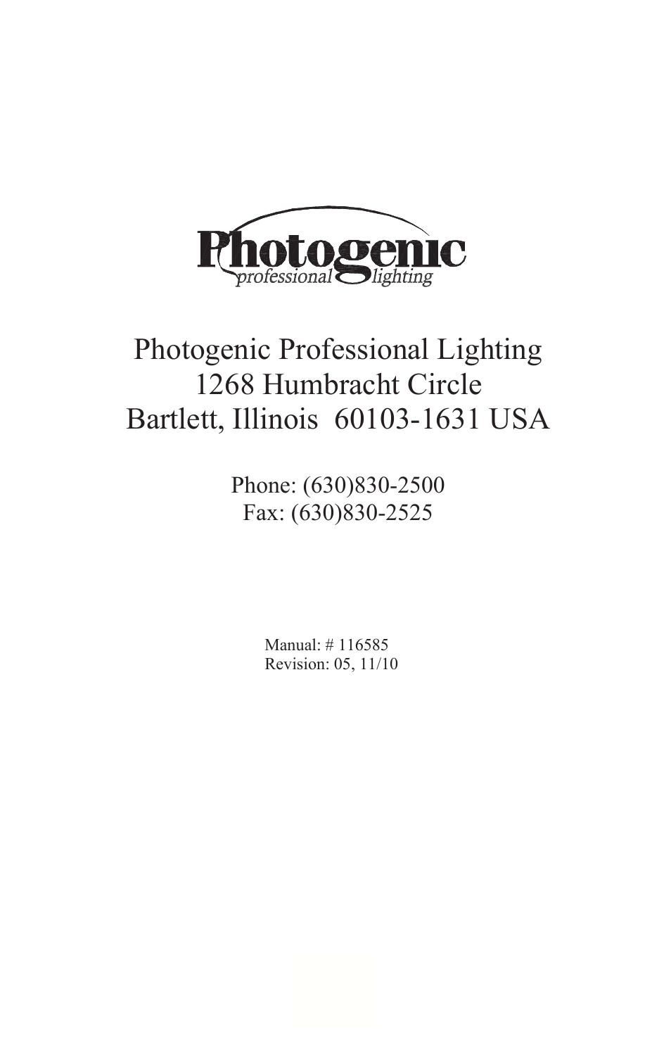 Photogenic Professional Lighting StudioMaxIII rev 5 User Manual | Page 16 / 16