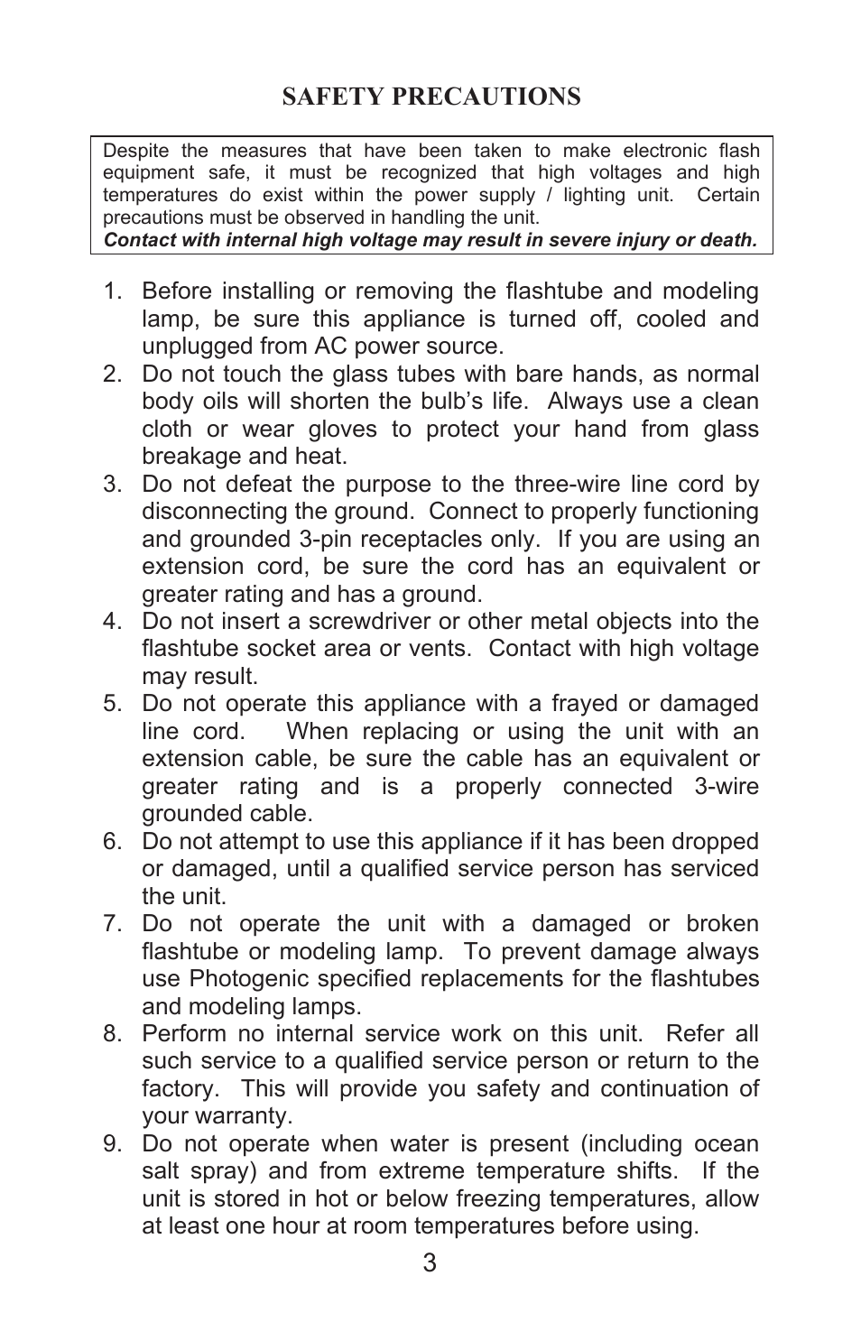 Photogenic Professional Lighting StudioMaxIII rev 5 User Manual | Page 3 / 16