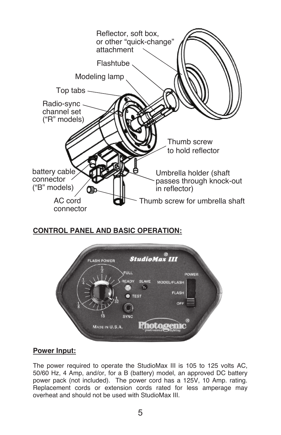 Photogenic Professional Lighting StudioMaxIII rev 5 User Manual | Page 5 / 16