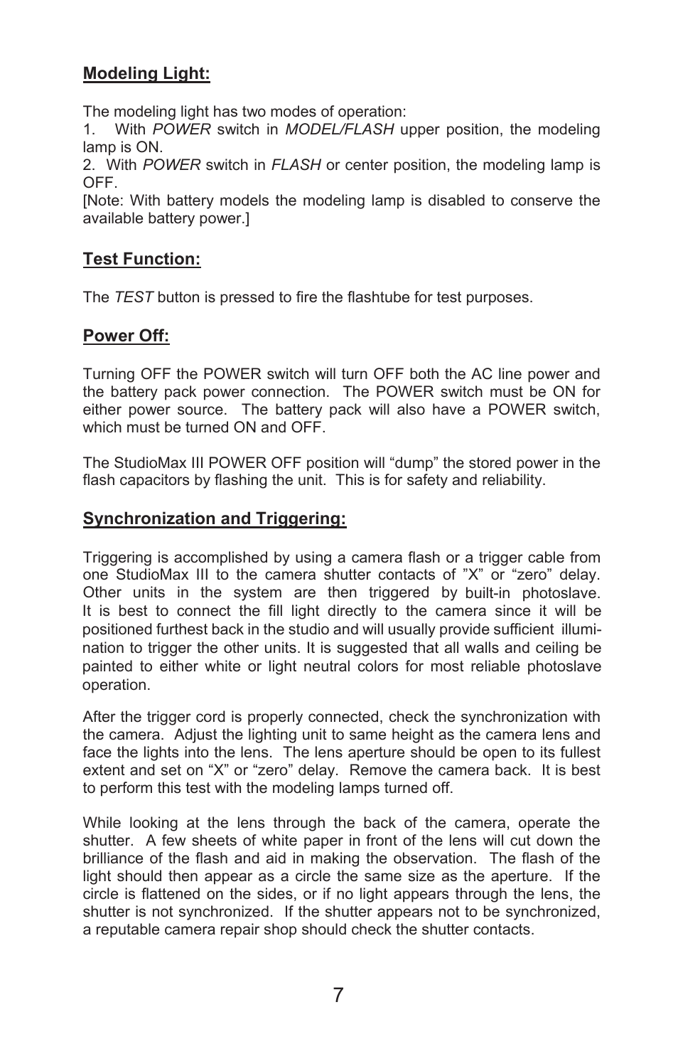 Photogenic Professional Lighting StudioMaxIII rev 5 User Manual | Page 7 / 16