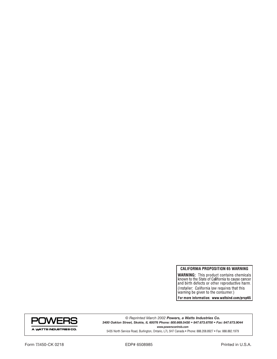 Powers 450-e420 HydroPanel II Shower System - Corner Mount User Manual | Page 2 / 2