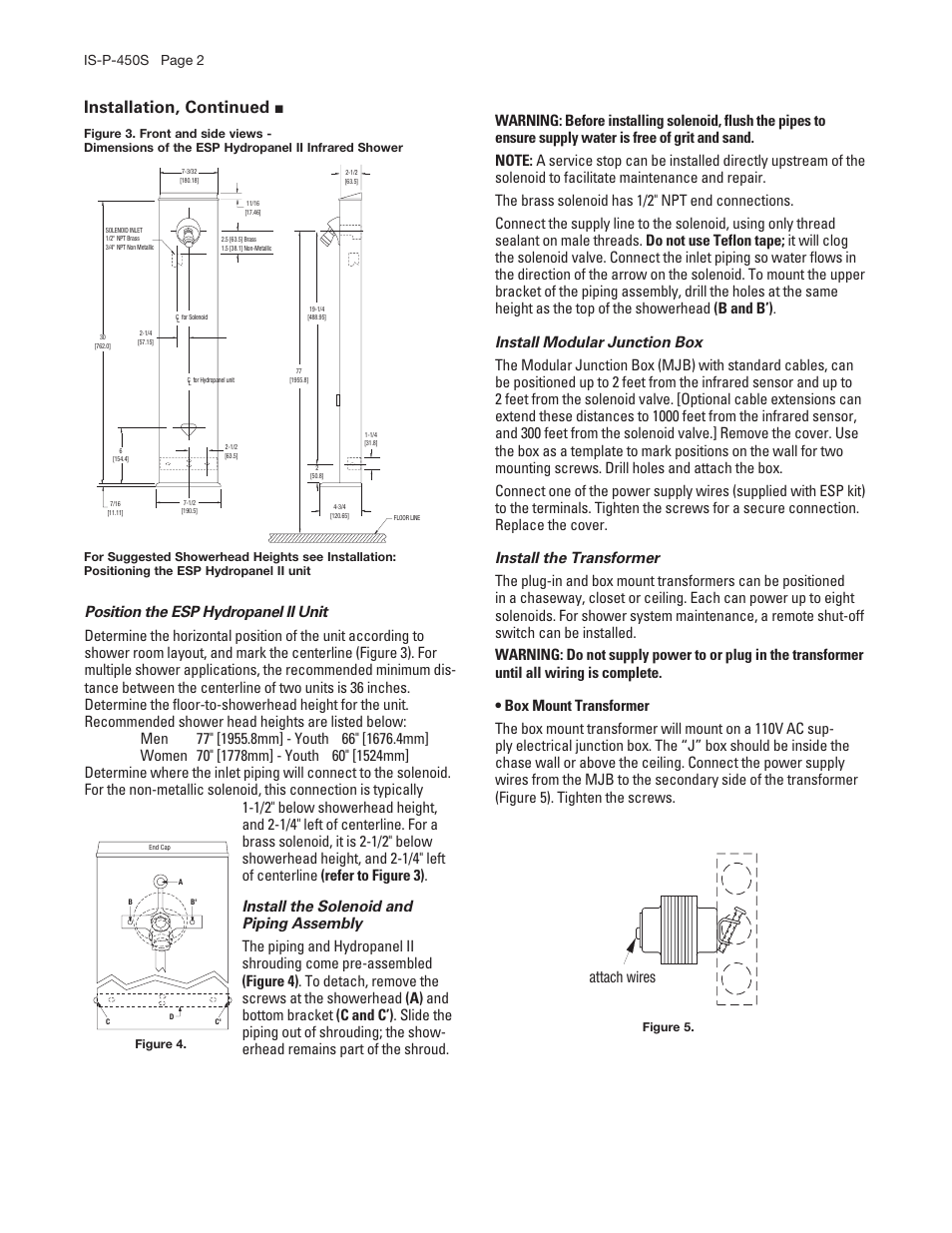 Installation, continued | Powers 450 Infrared ESP HydroPanel II Infrared Sensor System User Manual | Page 2 / 4
