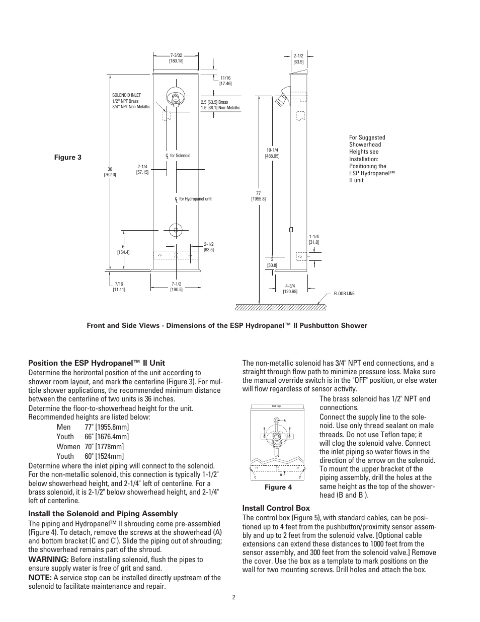 Powers 450 Piezo ESP HydroPanel II Sensor System for Single and Multiple Shower System Applications User Manual | Page 2 / 4
