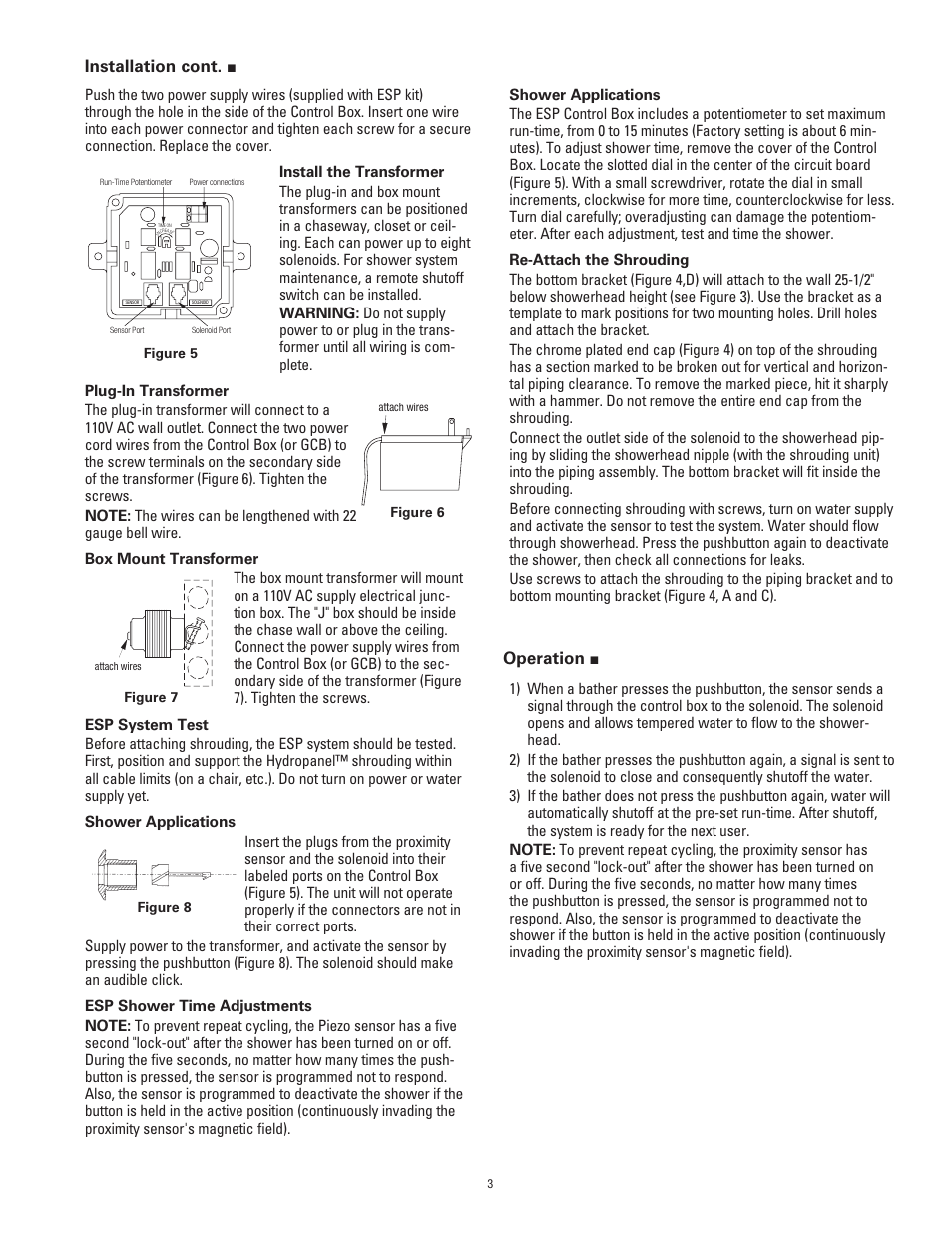 Powers 450 Piezo ESP HydroPanel II Sensor System for Single and Multiple Shower System Applications User Manual | Page 3 / 4